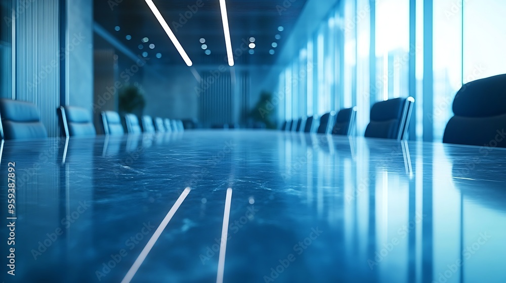 View of meeting table in empty boardroom : Generative AI View of meeting table in empty boardroom : Generative AI