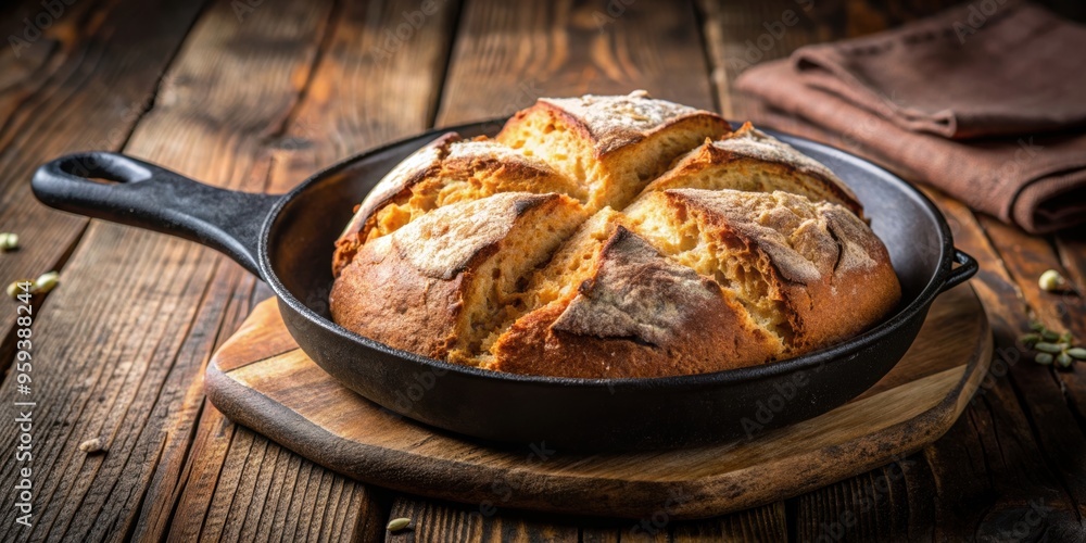 Traditional Irish soda bread baked in cast iron pan, Irish, soda bread, homemade, baking, cast iron pan, recipe, traditional Traditional Irish soda bread baked in cast iron pan, Irish, soda bread, homemade, baking, cast iron pan, recipe, traditional