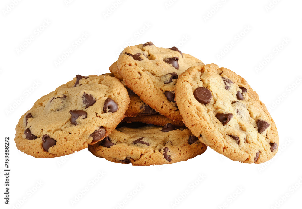 Chocolate chip cookie on transparent png, white background isolated Chocolate chip cookie on transparent png, white background isolated