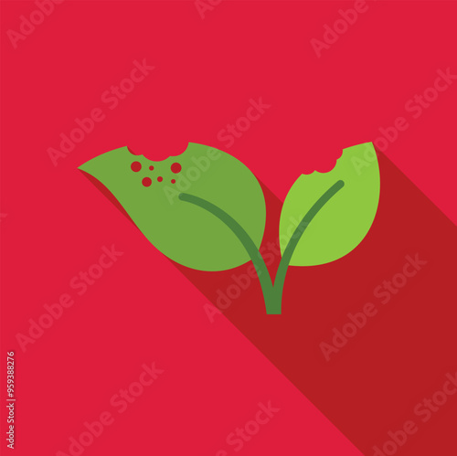 Simple icon of a plant with leaves being eaten by insects, representing pest infestation