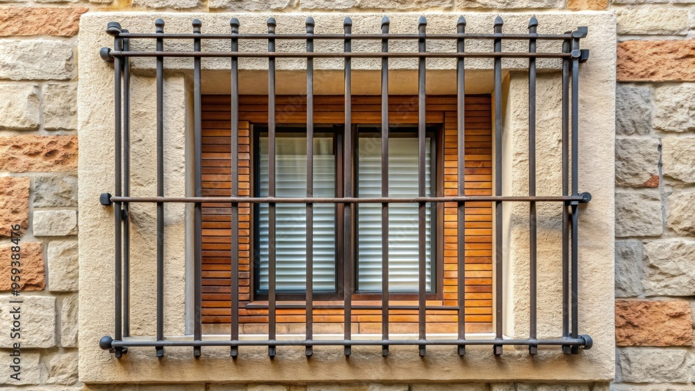 Obraz premium Window iron bars for security and protection , bars, window, iron, security, protection, safety, vintage, old, metal