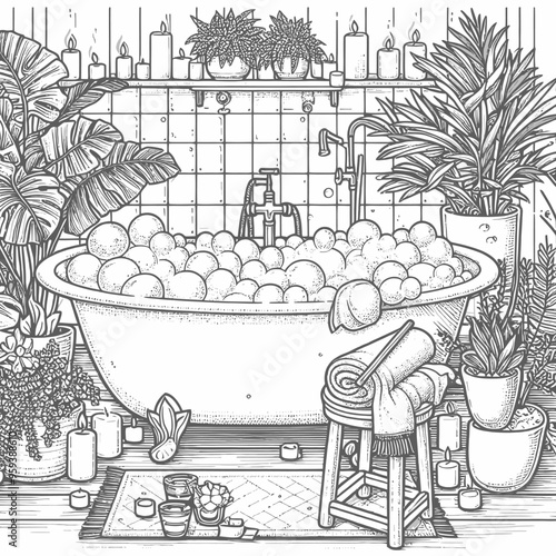 A relaxing bathtub filled with bubbles vector