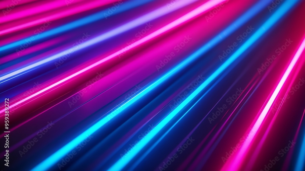 Pink and blue neon lines on black background : Generative AI Pink and blue neon lines on black background : Generative AI