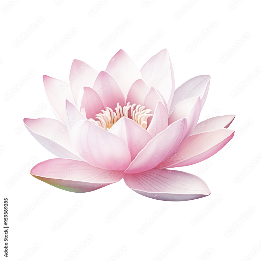 A beautiful pink lotus flower in full bloom, with delicate petals and a serene, calming appearance, isolated on a white background. A beautiful pink lotus flower in full bloom, with delicate petals and a serene, calming appearance, isolated on a white background.