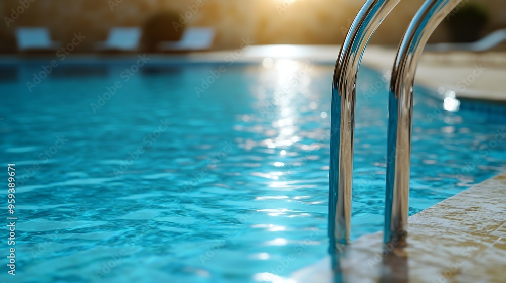 Swimming Pool Ladder and Sun Lounger in Poolside Luxury Outdoor Swim Pool and Modern Decoration of Resort Hotel Relaxation Swimming Pool in Summer Holiday and Leisure Vacation Lifestyl : Generative AI Swimming Pool Ladder and Sun Lounger in Poolside Luxury Outdoor Swim Pool and Modern Decoration of Resort Hotel Relaxation Swimming Pool in Summer Holiday and Leisure Vacation Lifestyl : Generative AI