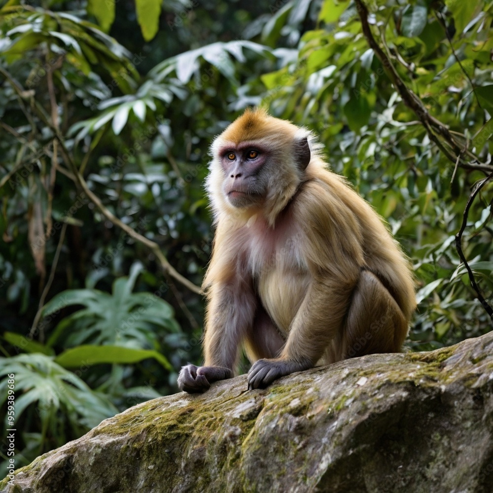 Sitting a monkey in the forest royalty free stock photos images generated Ai Sitting a monkey in the forest royalty free stock photos images generated Ai