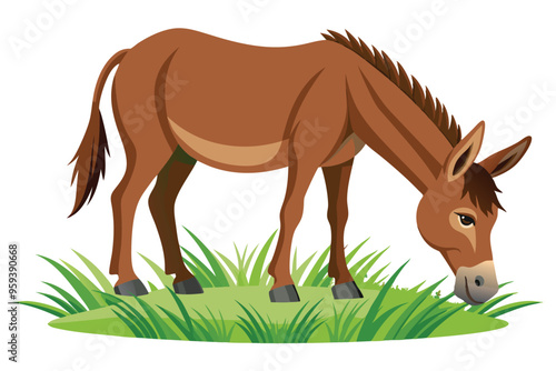 Mule eat grass white background Q.eps