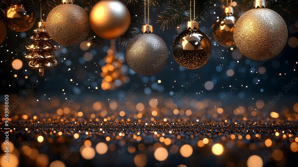 Fototapeta premium A Christmas-themed background featuring elements, ornaments, decorations, and gift imagery.