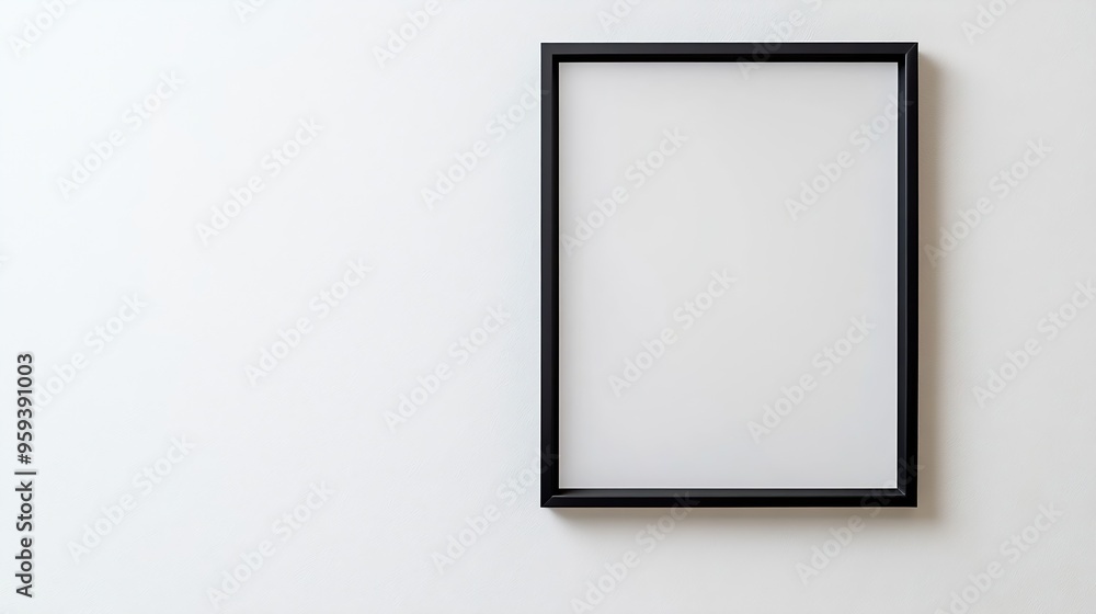 black picture frame on white wall Stylish modern photoframe for poster or picture : Generative AI black picture frame on white wall Stylish modern photoframe for poster or picture : Generative AI