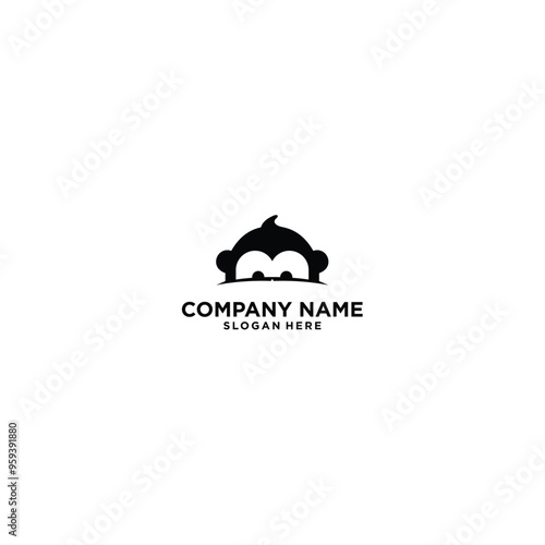 monkey logo design silhouette vector