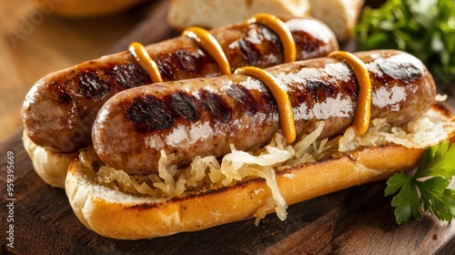 Wallpaper Mural Grilled Sausage with Sauerkraut and Mustard on Bun Torontodigital.ca