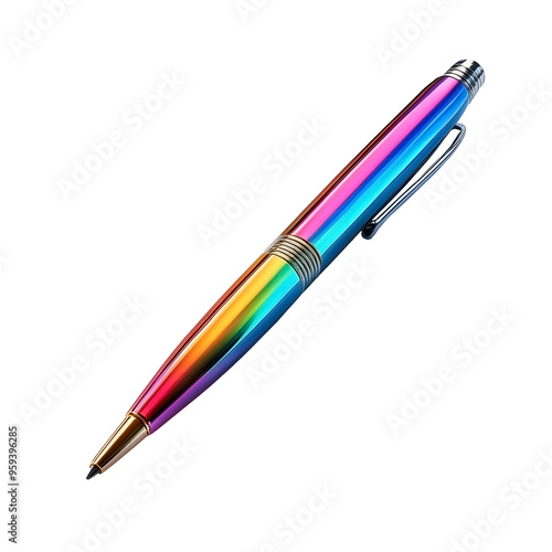 Colorful fancy pen with hyperspectral tones isolated on transparent background photo