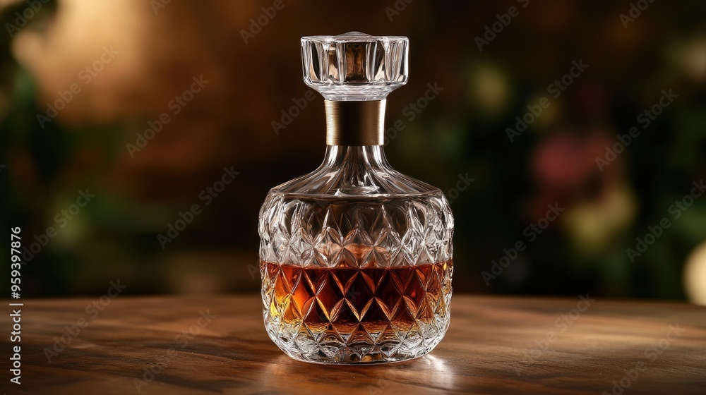 A crystal decanter filled with expensive cognac A crystal decanter filled with expensive cognac