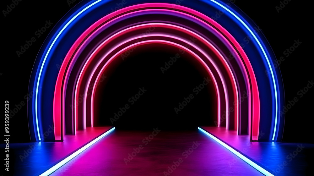 Neon Glowing Arches Abstract Background Neon Glowing Arches Abstract Background