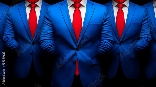 Blue Suit Red Tie Close Up Businessmen Men s Fashion photo