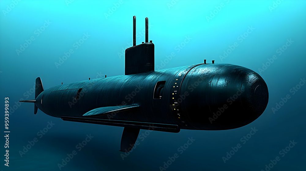 Black Submarine Underwater Close Up Black Submarine Underwater Close Up
