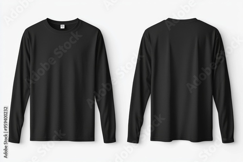 Black long sleeve tshirt mockup isolated created with Generative AI