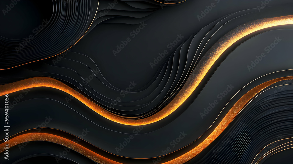 Abstract Black and Gold Wavy Background Abstract Black and Gold Wavy Background