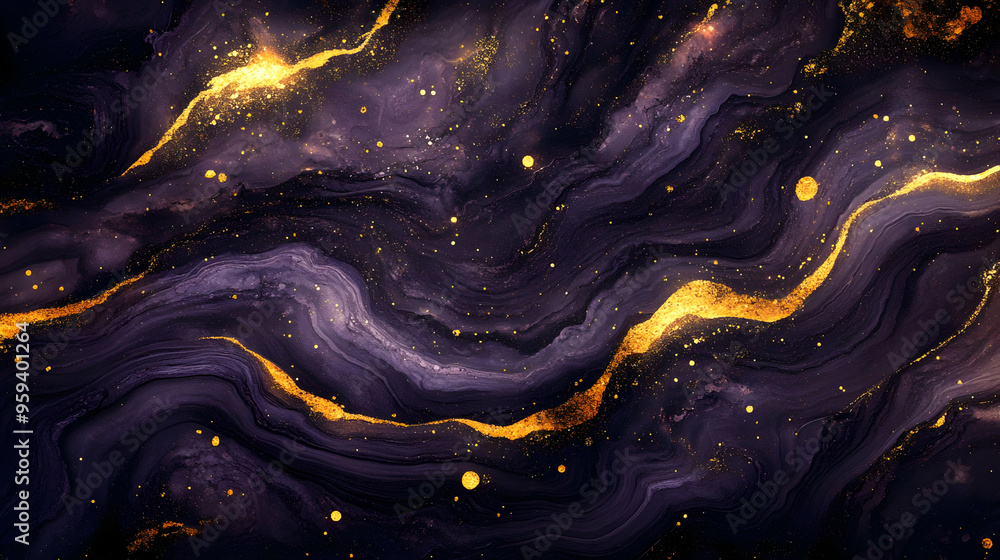 Abstract Purple and Gold Swirls Liquid Art Background Abstract Purple and Gold Swirls Liquid Art Background