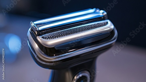 Electric Razor Detailed View: Features a close-up view of an electric razor, highlighting its design, features, and functionality for personal grooming. photo