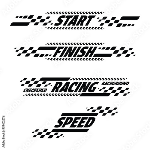 Sport checkered pattern text set
