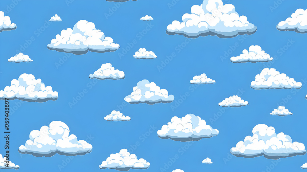 Cartoon Clouds Seamless Pattern Blue Sky Background Cartoon Clouds Seamless Pattern Blue Sky Background