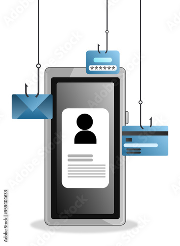Cell phone, concept of information theft or phishing