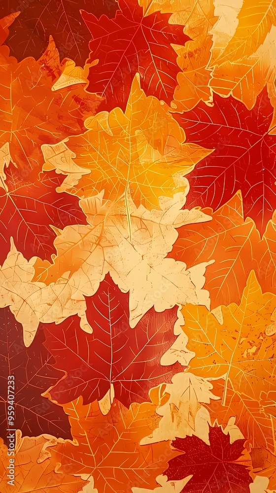 Fototapeta premium Autumn maple leaves set pattern poster background