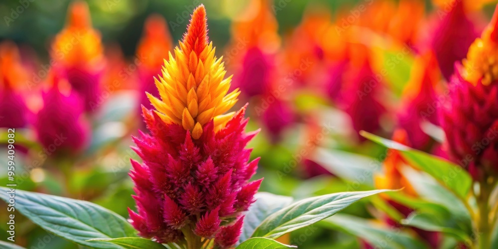 Close up of a vibrant crested celosia flower in a garden setting , crested celosia, flower, garden, plant, colorful, vibrant Close up of a vibrant crested celosia flower in a garden setting , crested celosia, flower, garden, plant, colorful, vibrant