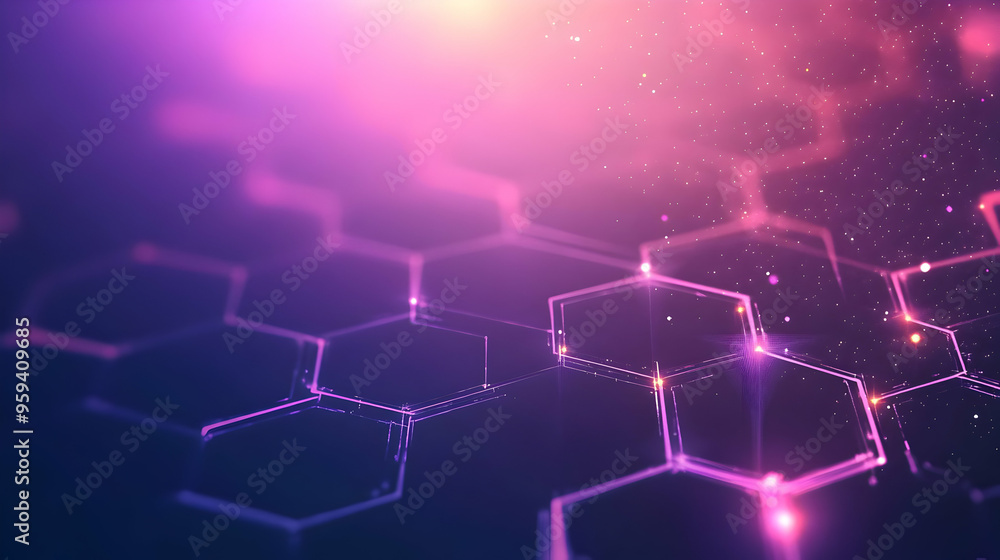 Fototapeta premium Abstract Hexagon Pattern Background Purple and Pink Digital Network Technology Concept