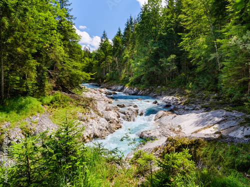 Gorge of creek Rissbach near village Vorderriss in the Karwendel Mountains. Germany, Bavaria. photo