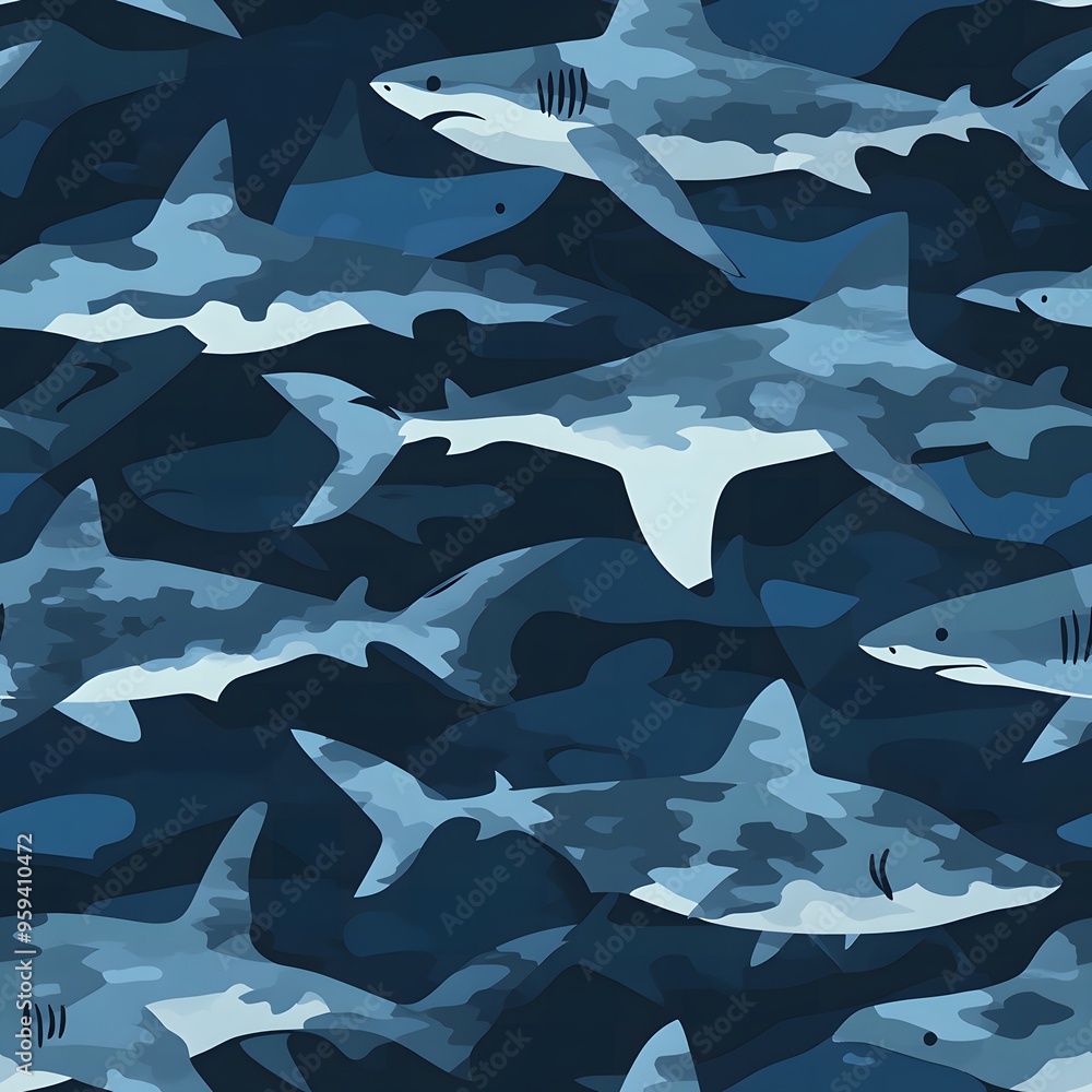 Obraz premium seamless pattern of sharks in camouflage