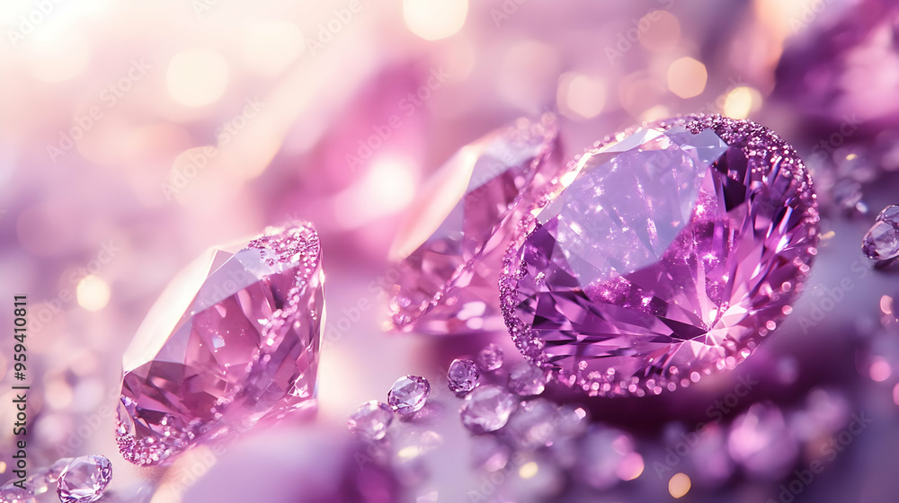 Sparkling Pink Diamonds on Glittery Background Sparkling Pink Diamonds on Glittery Background