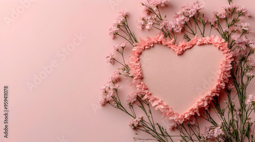 Pink Flowers Heart Shape Background