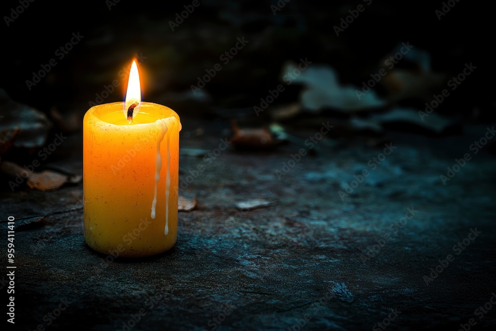 All Saints Day burning candle, copy,space with generative ai All Saints Day burning candle, copy,space with generative ai