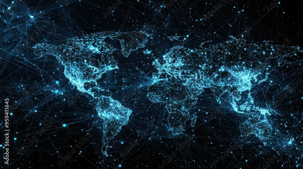 Global Network Connection Abstract World Map Global Network Connection Abstract World Map