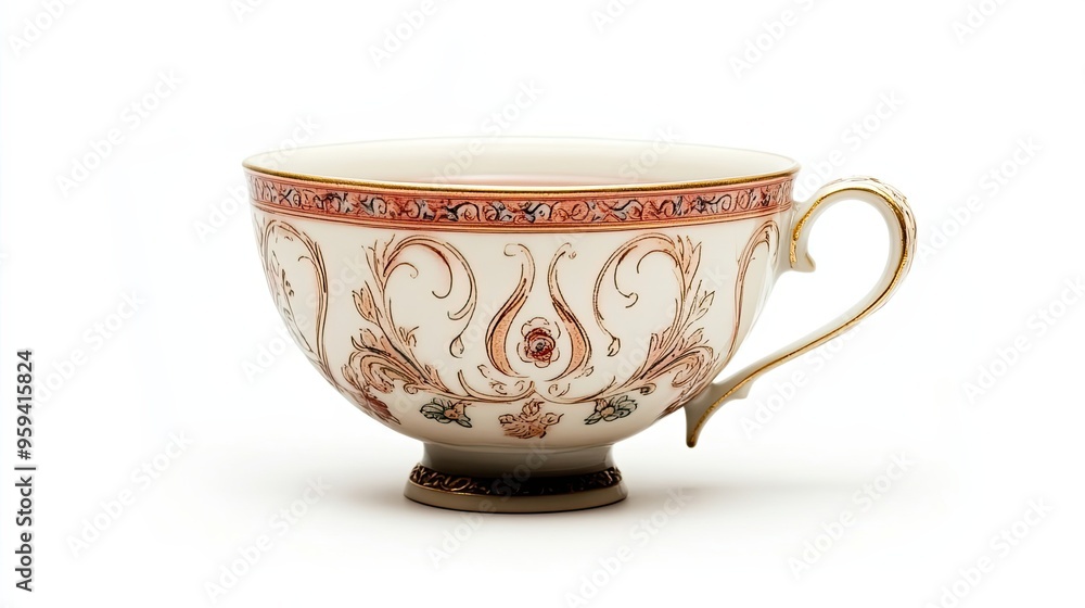 Ornate Porcelain Teacup with Floral Design Ornate Porcelain Teacup with Floral Design