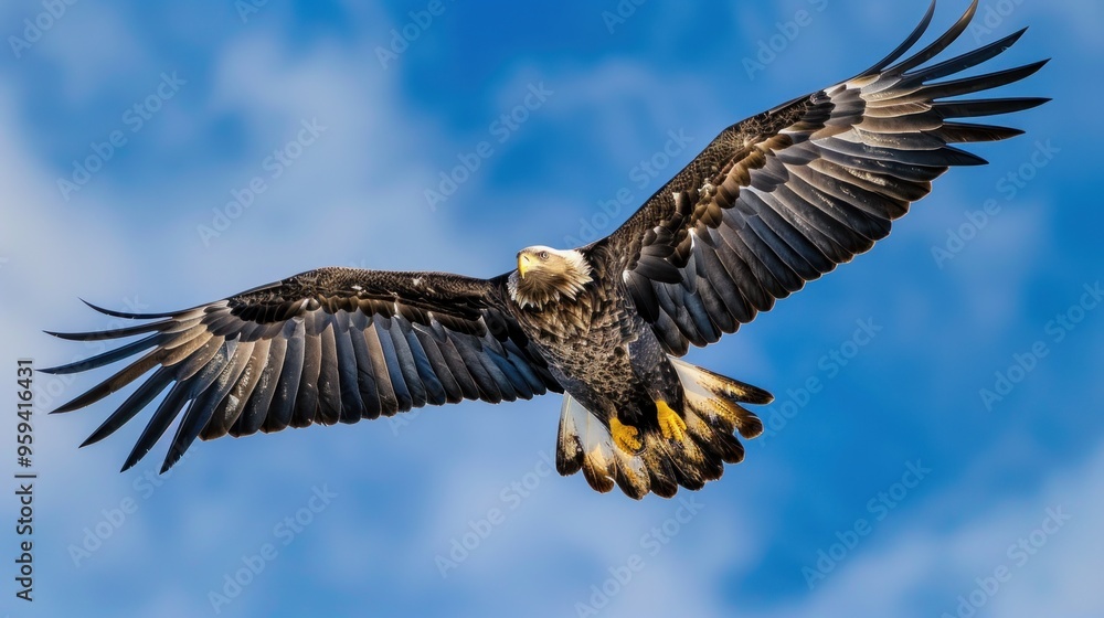 Naklejka premium Gallant Eagles Soaring in the Blue Sky