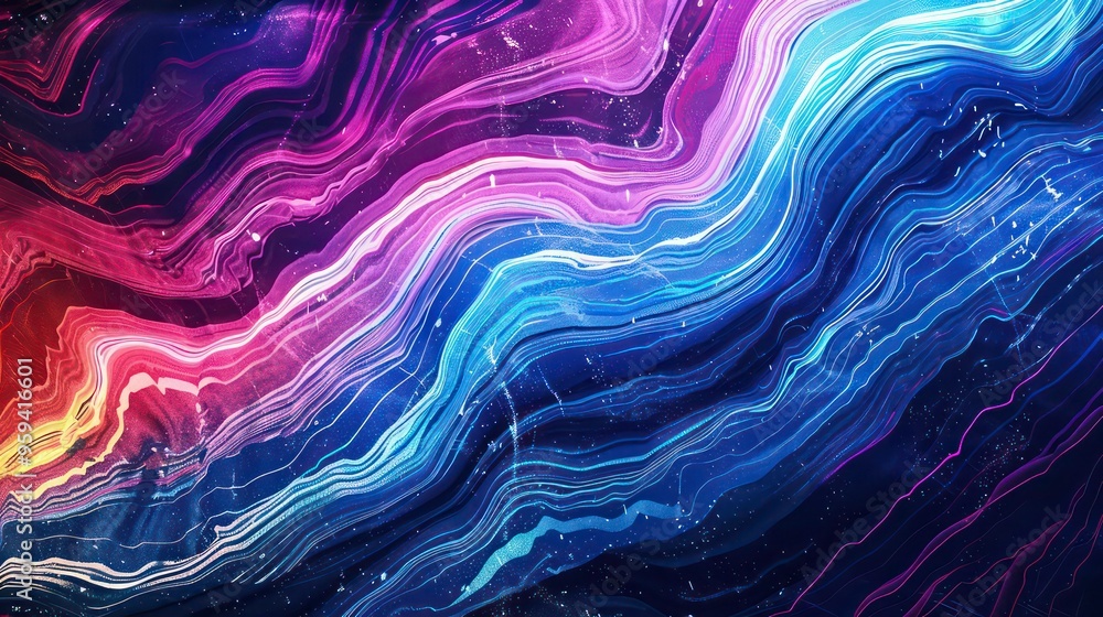 Abstract background with wavy lines and glitter in purple, blue, and pink tones. Abstract background with wavy lines and glitter in purple, blue, and pink tones.