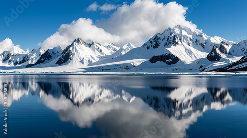 Wallpaper Mural snowy mountain view with clear sky and lake Torontodigital.ca