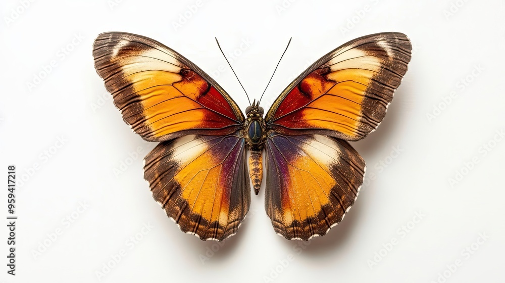 A Detailed Close-Up of a Colorful Butterfly with Spread Wings A Detailed Close-Up of a Colorful Butterfly with Spread Wings