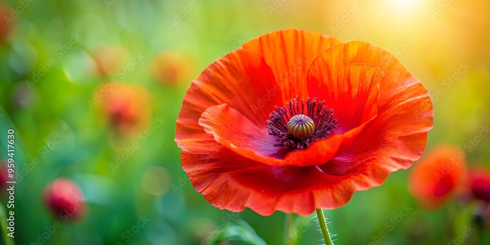 Vibrant red poppy flower closeup shot for stock photo Vibrant red poppy flower closeup shot for stock photo