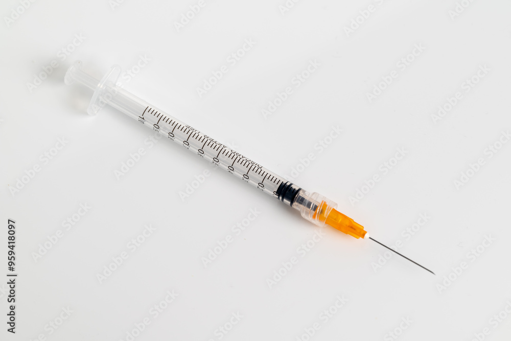 A sterile syringe of 1 ml of a 25 gauge used for injection A sterile syringe of 1 ml of a 25 gauge used for injection