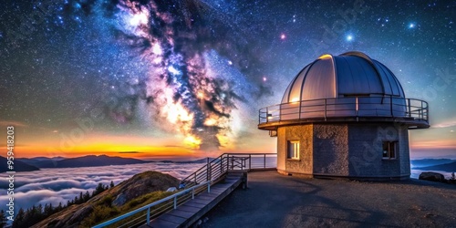 Observatory on the summit of Mont M?gantic with panoramic view of the night sky, Quebec, Canada, Observatory photo