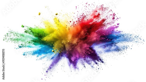 Holi color powder on white background 