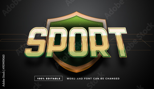 Gold Sport with shield Text Style Effect Editable