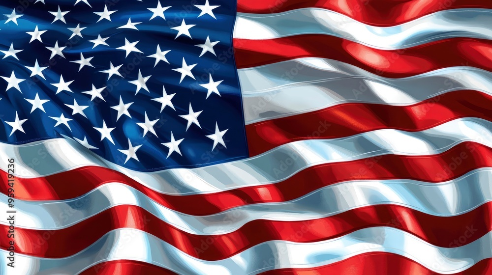 Fototapeta premium american flag waving background graphic with generative ai