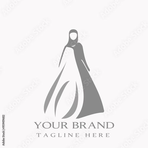 Muslim fashion model, Muslim women's gamis clothing isolated on white background