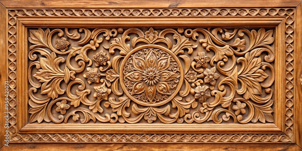 A beautifully carved decorative wooden wall A beautifully carved decorative wooden wall