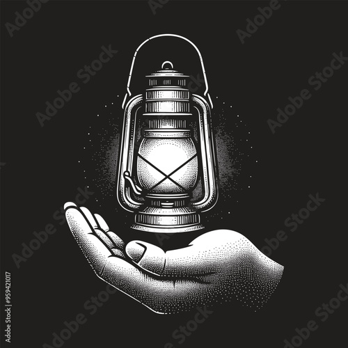 hand holding lantern